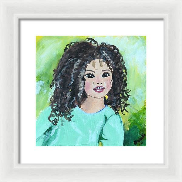 Little girl with curls - Framed Print
