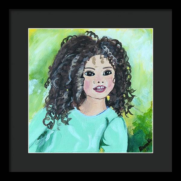 Little girl with curls - Framed Print