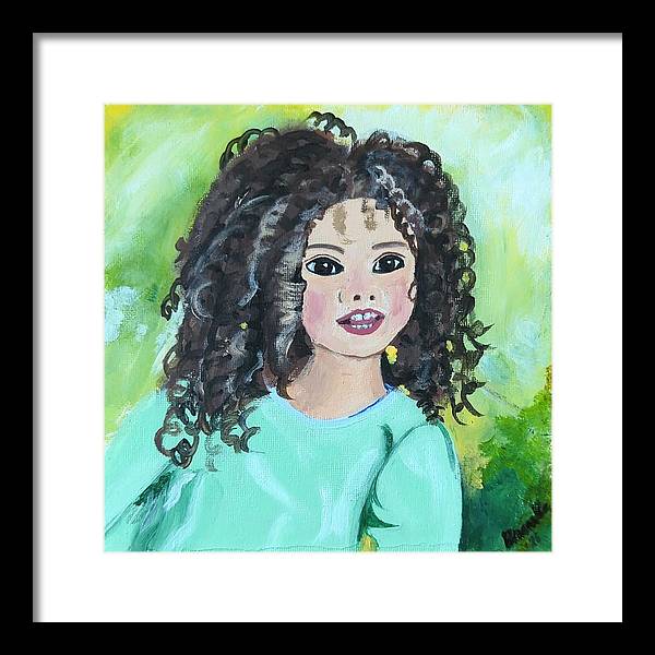 Little girl with curls - Framed Print