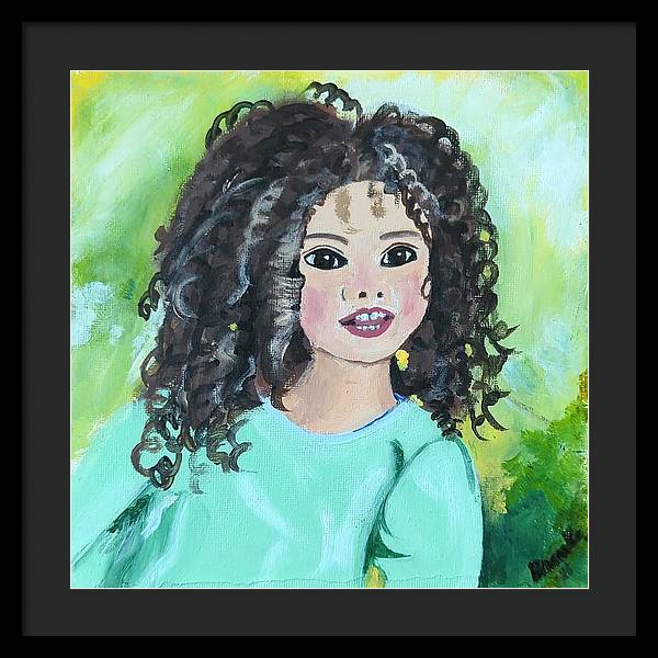 Little girl with curls - Framed Print