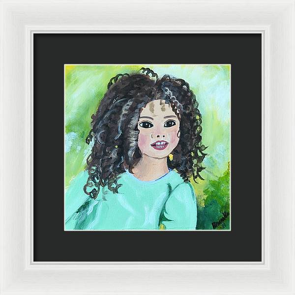 Little girl with curls - Framed Print