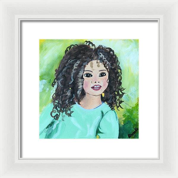 Little girl with curls - Framed Print