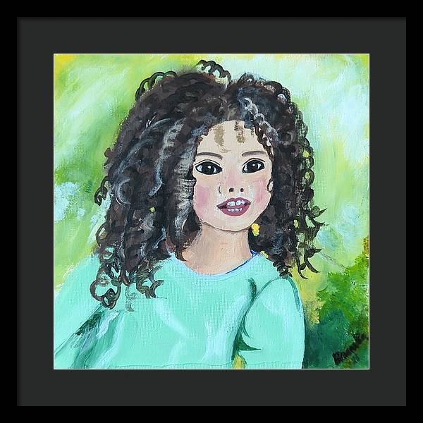 Little girl with curls - Framed Print