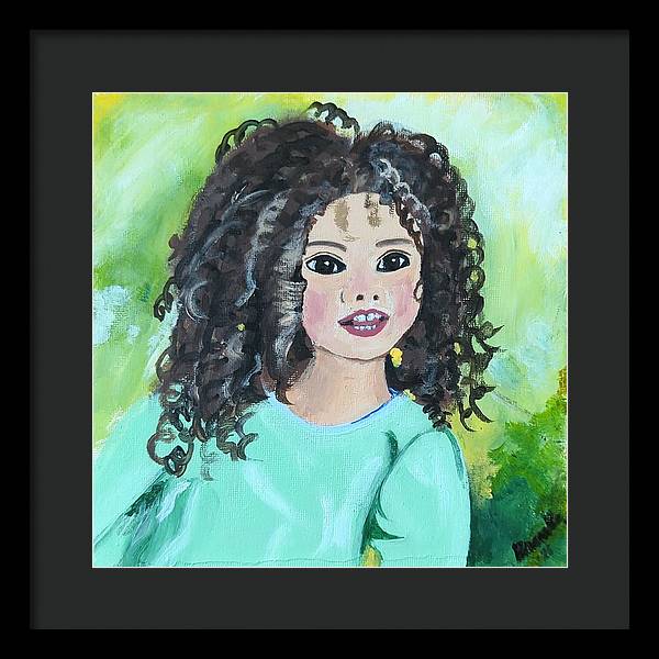 Little girl with curls - Framed Print