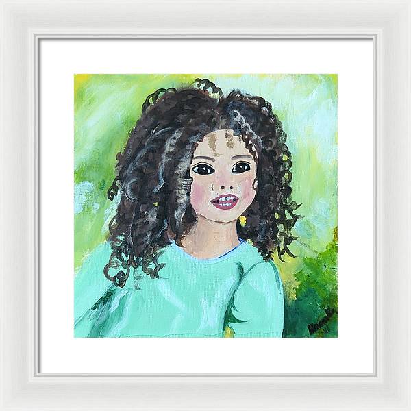Little girl with curls - Framed Print