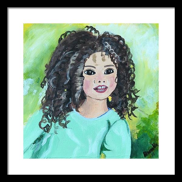 Little girl with curls - Framed Print