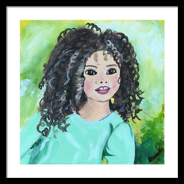 Little girl with curls - Framed Print