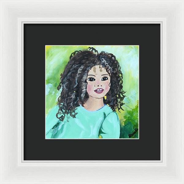 Little girl with curls - Framed Print