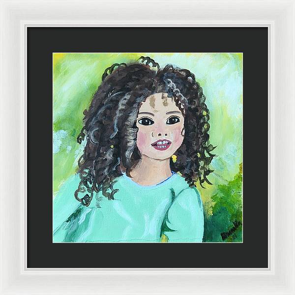 Little girl with curls - Framed Print