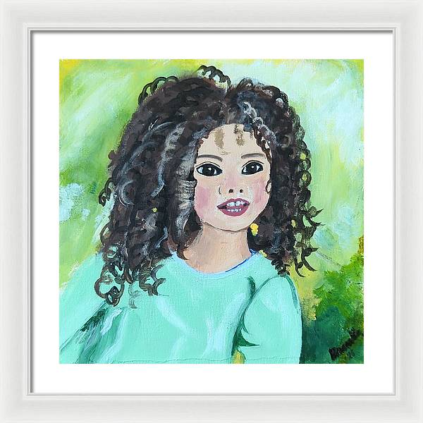 Little girl with curls - Framed Print