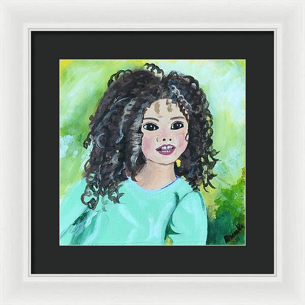 Little girl with curls - Framed Print