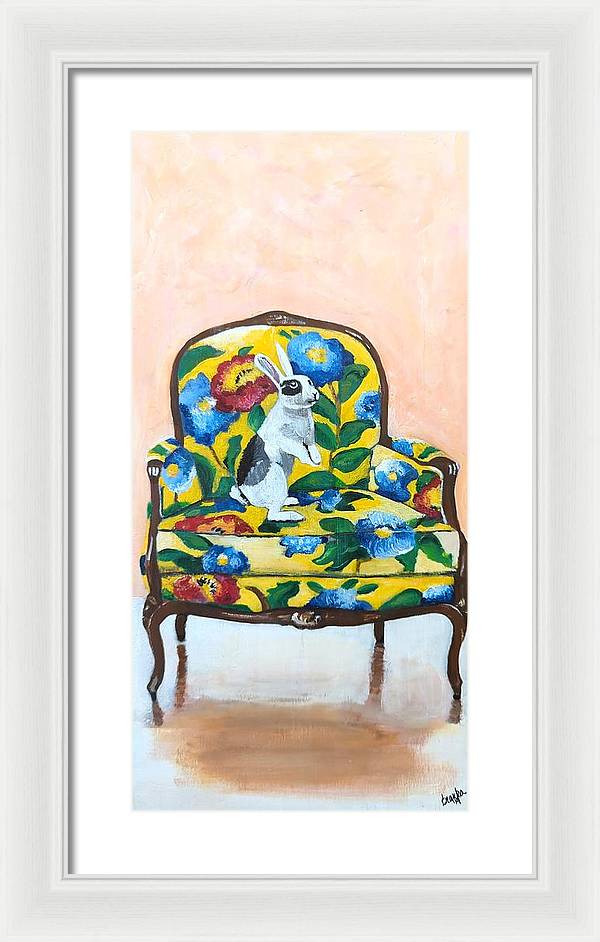 Rabbit on Chair - Framed Print