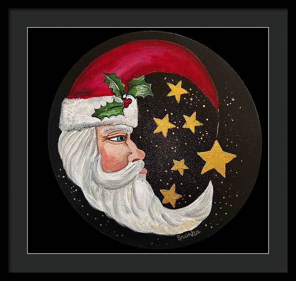 Santa Gold Stars II - Framed Print
