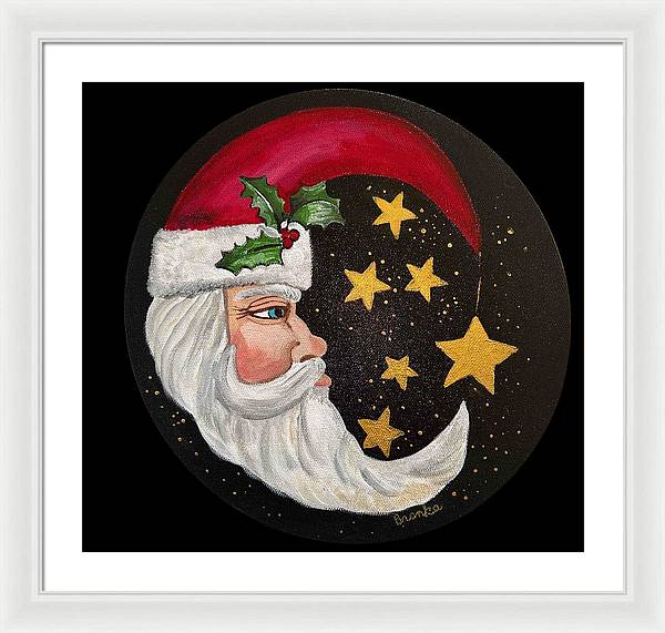 Santa Gold Stars II - Framed Print