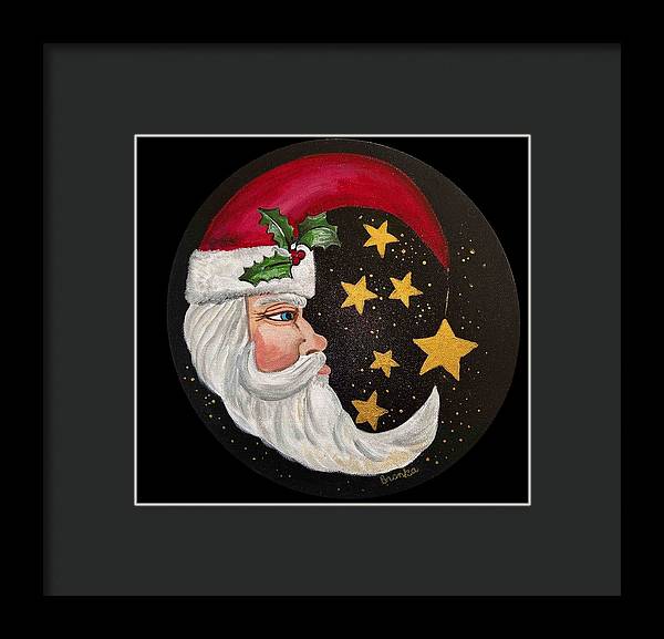 Santa Gold Stars II - Framed Print