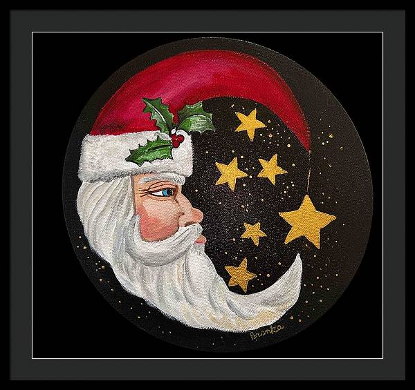 Santa Gold Stars II - Framed Print