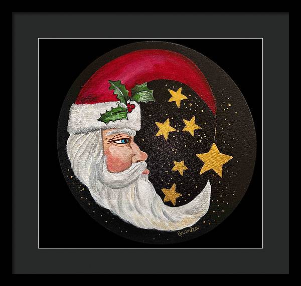 Santa Gold Stars II - Framed Print