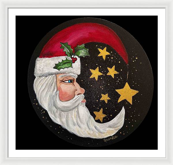 Santa Gold Stars II - Framed Print