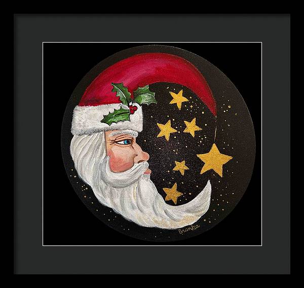 Santa Gold Stars II - Framed Print