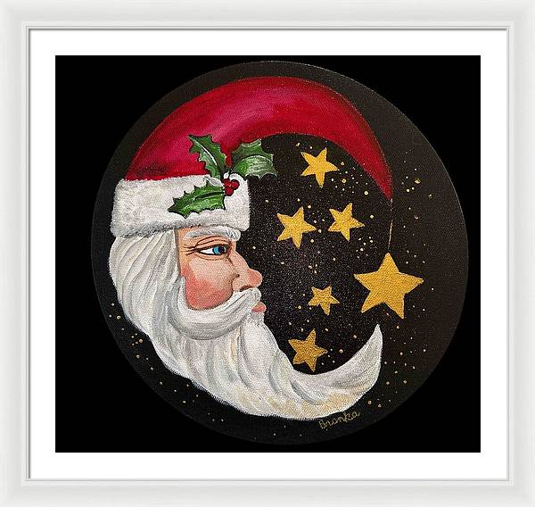 Santa Gold Stars II - Framed Print
