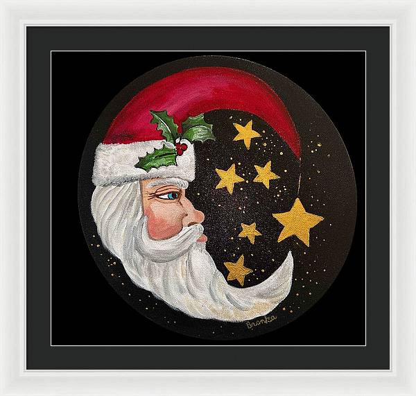 Santa Gold Stars II - Framed Print