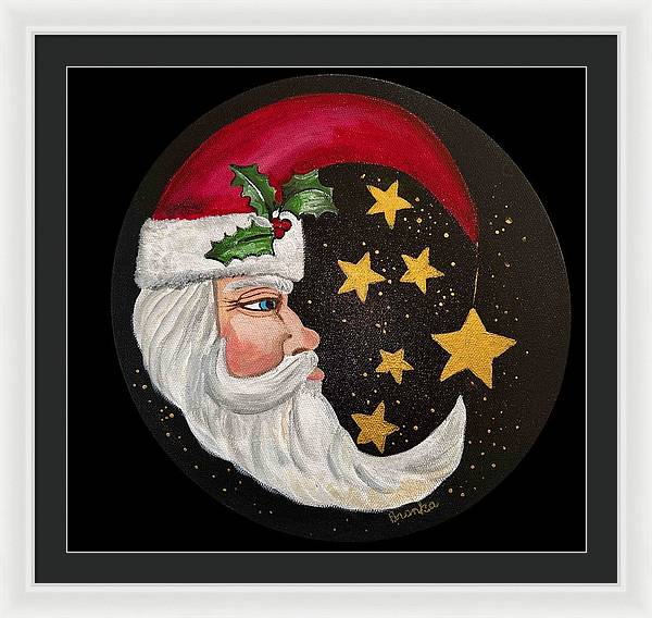 Santa Gold Stars II - Framed Print
