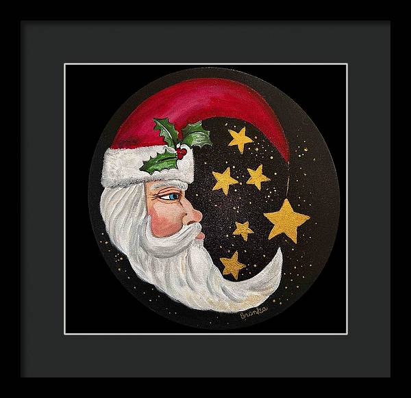 Santa Gold Stars II - Framed Print