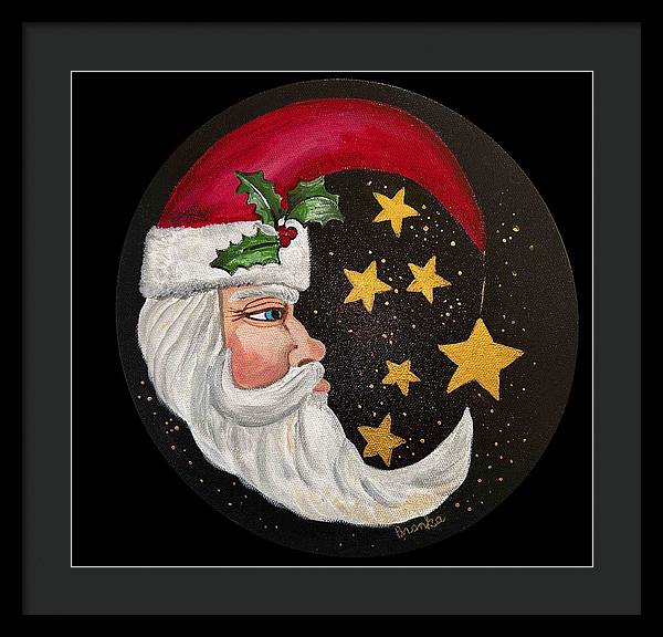 Santa Gold Stars II - Framed Print