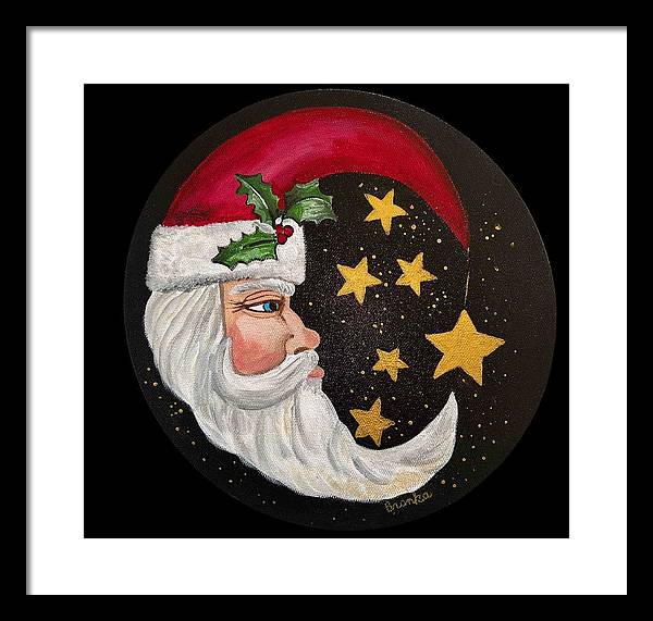 Santa Gold Stars II - Framed Print
