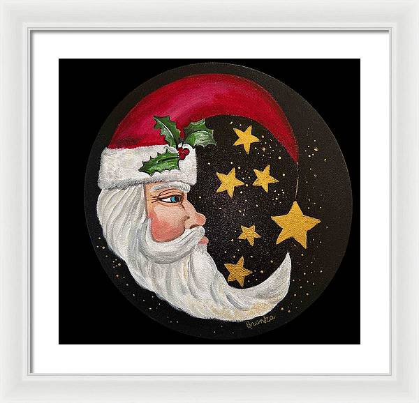 Santa Gold Stars II - Framed Print