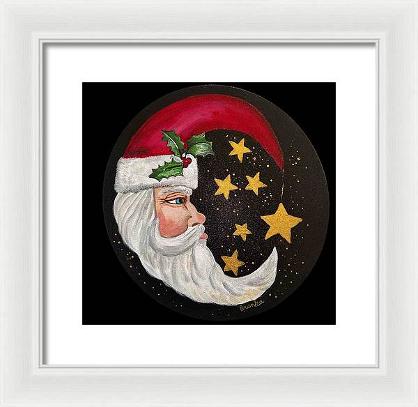 Santa Gold Stars II - Framed Print