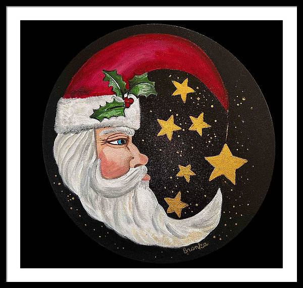 Santa Gold Stars II - Framed Print