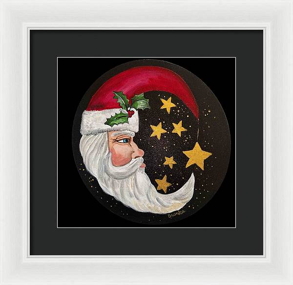 Santa Gold Stars II - Framed Print