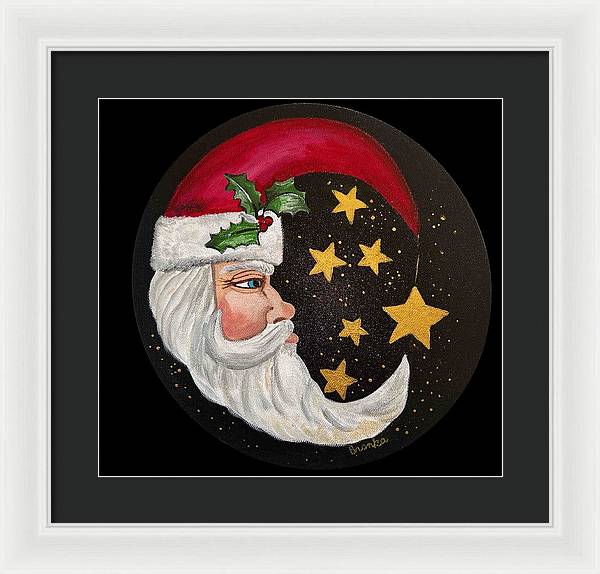 Santa Gold Stars II - Framed Print