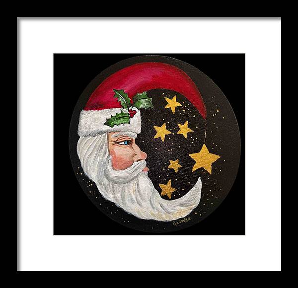 Santa Gold Stars II - Framed Print