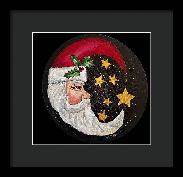 Santa Gold Stars II - Framed Print
