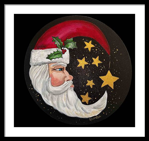 Santa Gold Stars II - Framed Print