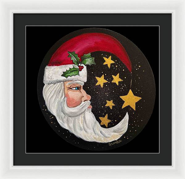 Santa Gold Stars II - Framed Print