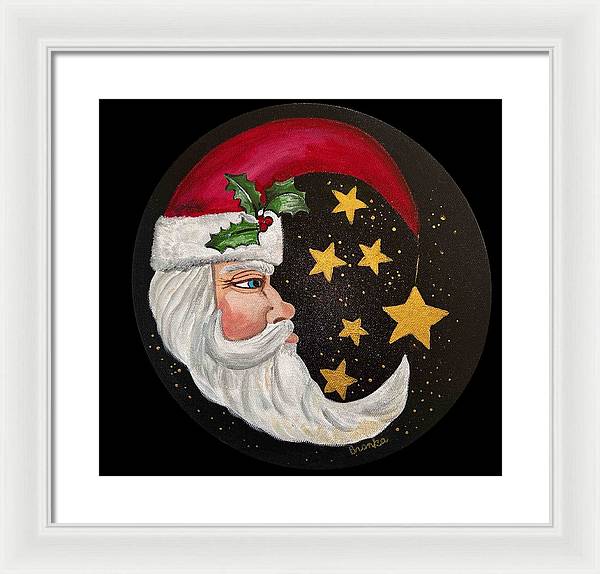 Santa Gold Stars II - Framed Print
