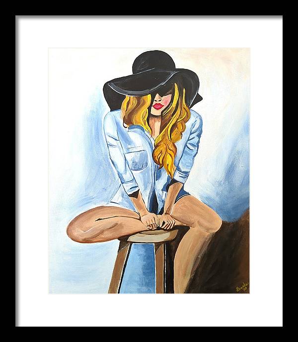 Sitting Jean Girl - Framed Print