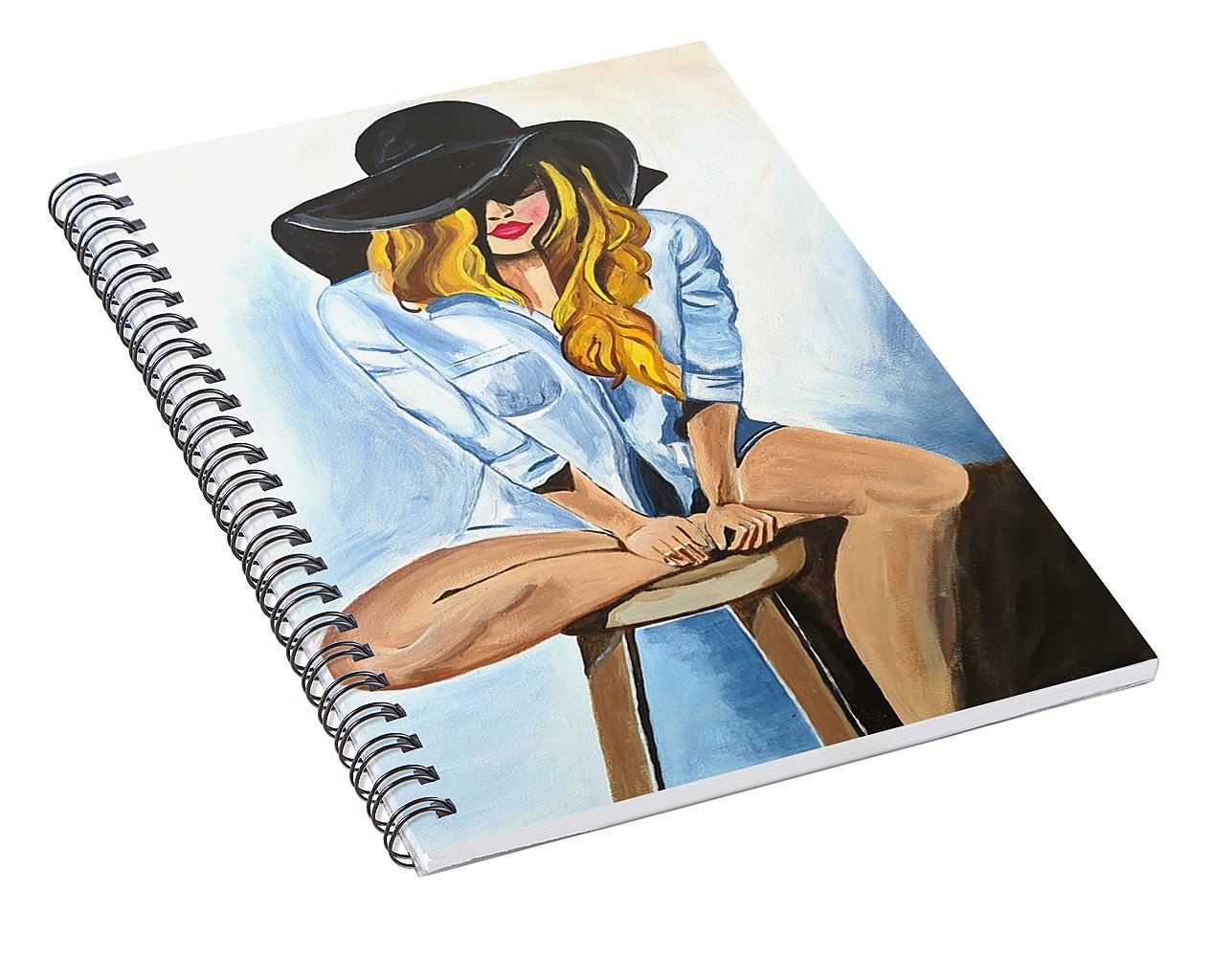 Sitting Jean Girl - Spiral Notebook