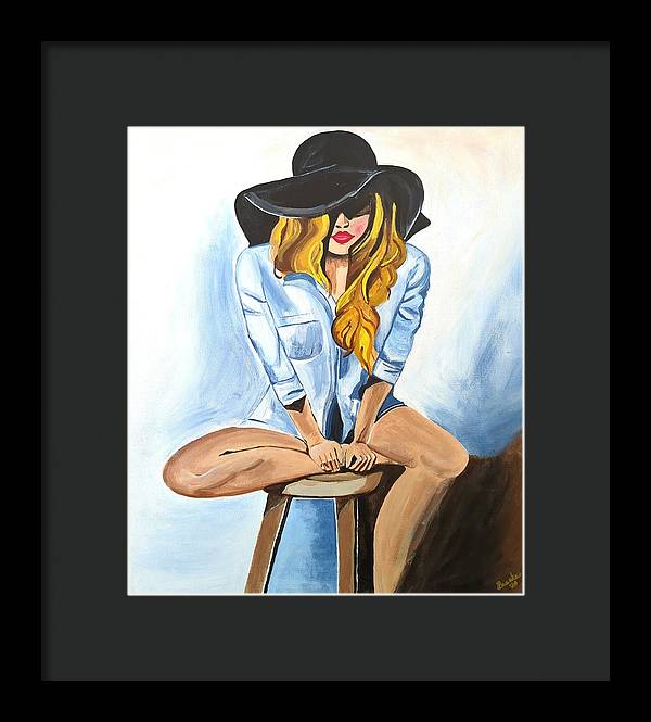 Sitting Jean Girl - Framed Print