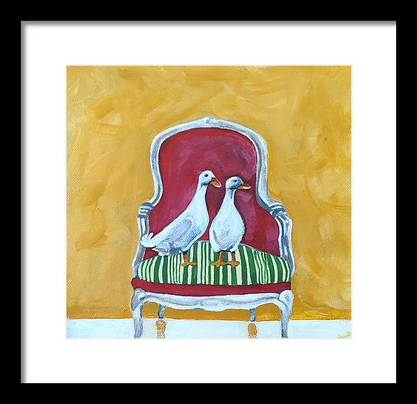 Two ducks on a chair - Framed Print