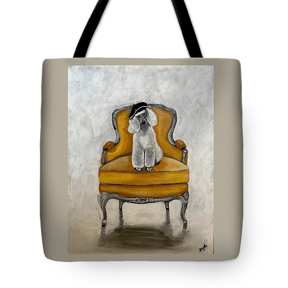 White French Poodle on Chair - Tote Bag