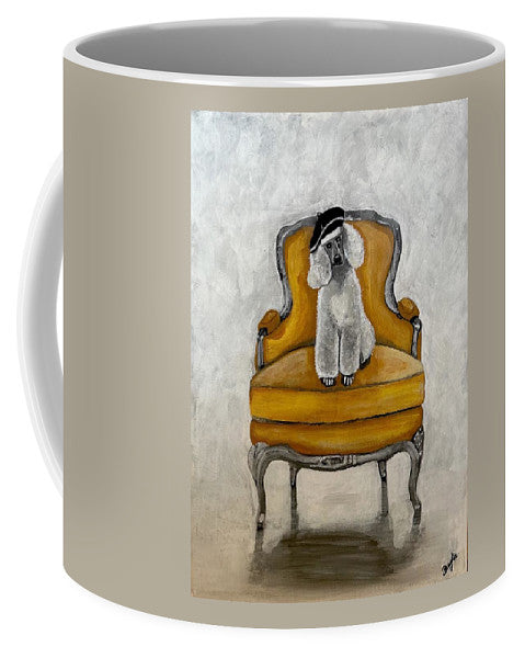 White French Poodle on Chair - Mug