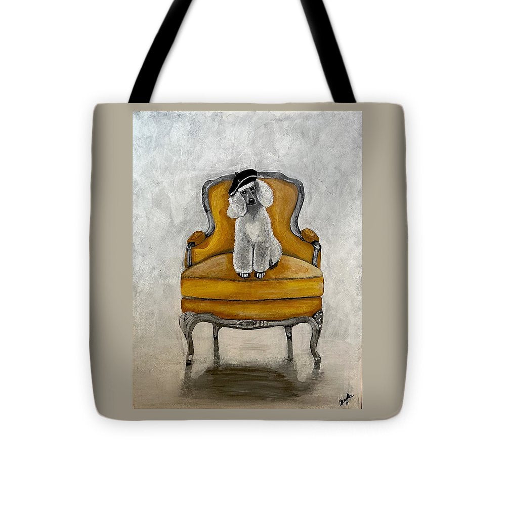 White French Poodle on Chair - Tote Bag
