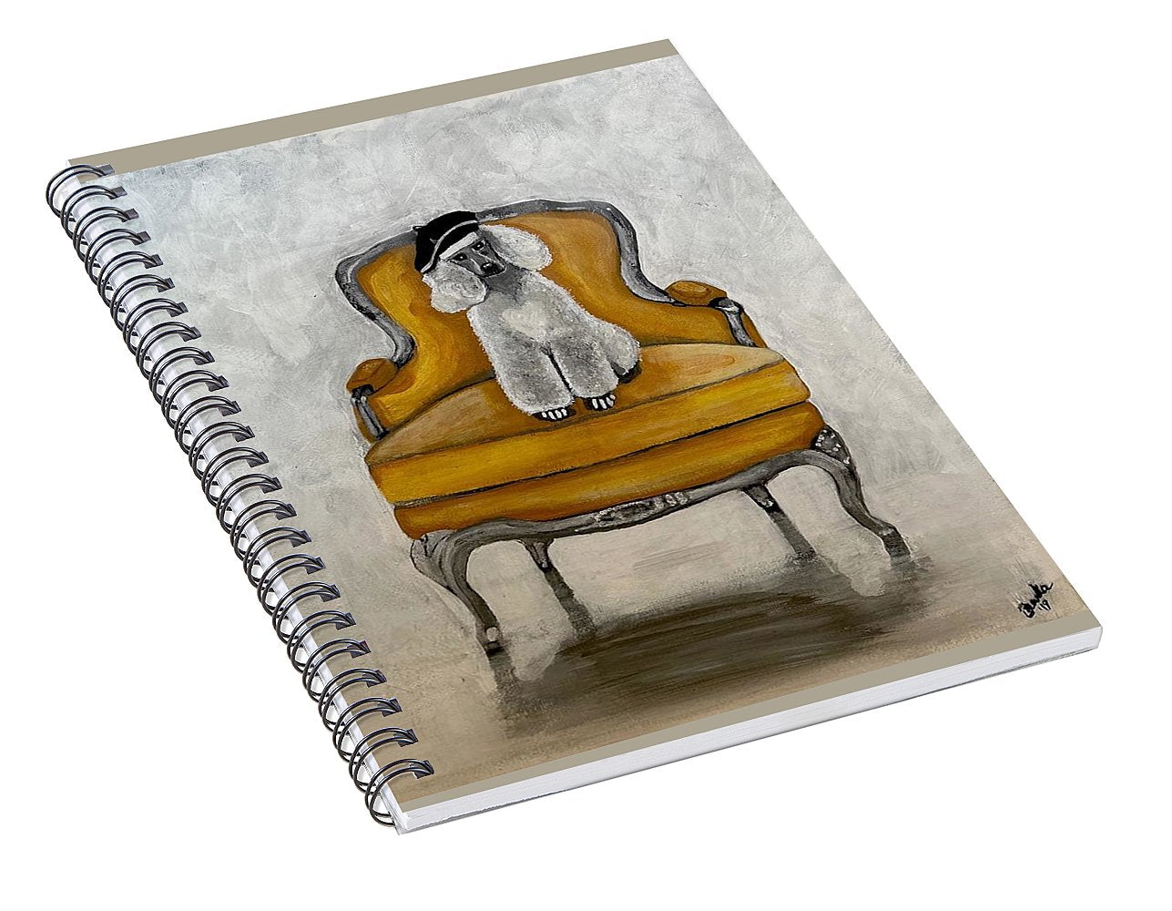 White French Poodle on Chair - Spiral Notebook