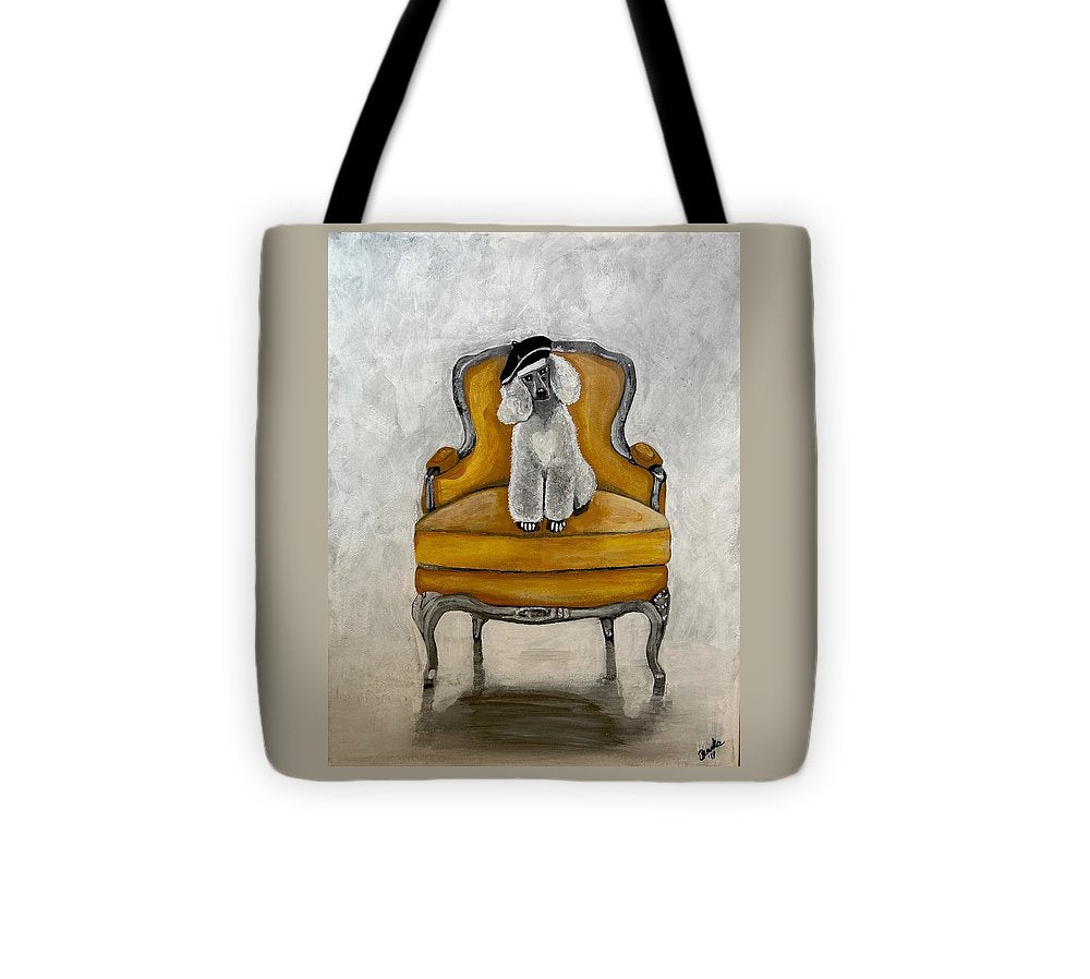 White French Poodle on Chair - Tote Bag