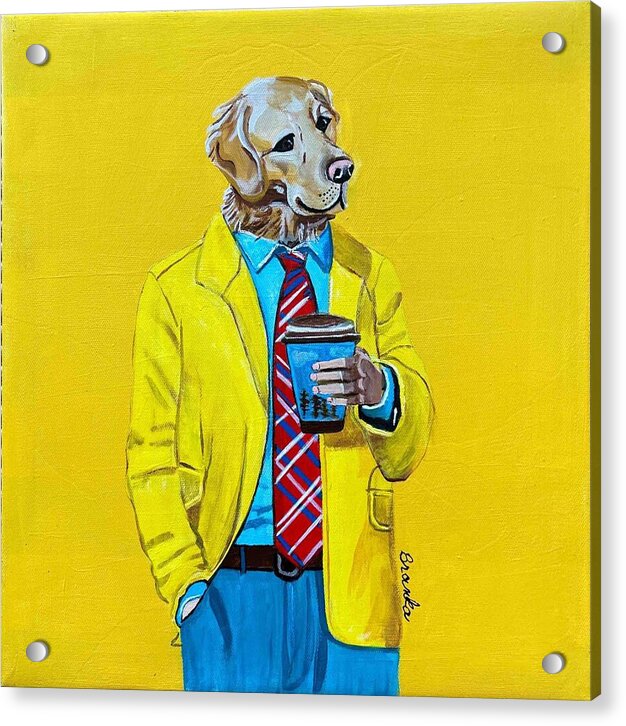Coffee Shop Art Golden Retreiver - Acrylic Print