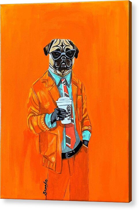 Coffee Shop Art Pug - Acrylic Print